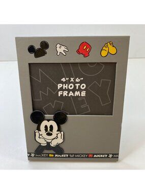 Mickey Mouse Disney 4" X 6" Gray Photo Frame Ears Glove Red Pants Yellow Shoes